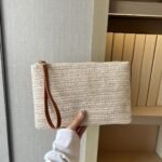 Straw Woven Clutch Bag, Trendy Braided Waist Purse, Women'S Zipper Handbags For Phone Coin Key