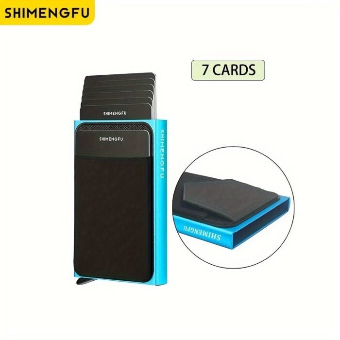 1Pc Men'S Anti-Theft Slim Aluminum Wallet, With Elasticity Back, Pouch Id Credit Card Holder, Mini Rfid Wallet, Automatic Pop Up Card Holder - Image 11