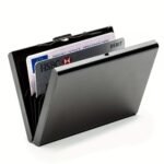 Rryjh Slim Rfid Blocking Stainless Steel Credit Card Holder - Professional Black, 6-Slot Metal Wallet For Men & Women, Durable & Compact With Easy Carry Design For Business Cards, Atm, And Cash, Card Holder Wallet