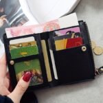 1Pc Women'S Cherry Embroidery Wallet, Casual Slim Zipper Closure With Polyester Lining And Zip Pocket, Small Leather Wallet Zipper - Image 6