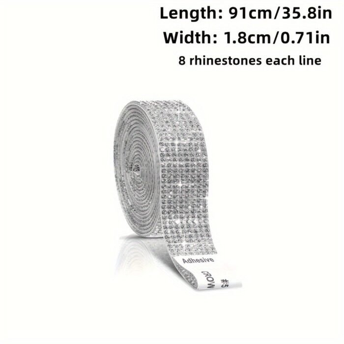 1 Roll Self-Adhesive Rhinestone Striped Sparkling Ribbon Sticker, Craft Jewelry Tape Roll, Used For Diy Arts And Crafts, Wedding Parties, Car Phone Glass Decoration - Image 12