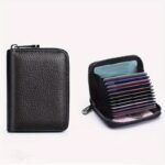 1Pc Men'S Anti-Theft Accordion Card Holder, Multi-Functional Zipper Small Wallet, Suitable For Office Workers