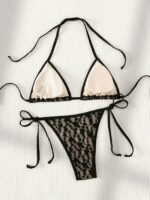 New Black Heart Lace Halter Neck Women'S Sexy Bikini Swimsuit Set - Image 2