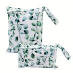 Asenappy 2Pcs Leaf Print Cloth Diaper Bags - Soft Polyester, Mixed Colors, Perfect For & Nappies, Asenappy