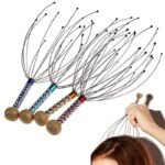 1Pc Metal Head Massager With Octopus-Inspired Design - Ergonomic Scalp Massage Comb For Deep Tissue Stimulation, Free Deformation & Soft Durable Contacts, Portable Manual Head Massager For Home/Travel Use - Image 6
