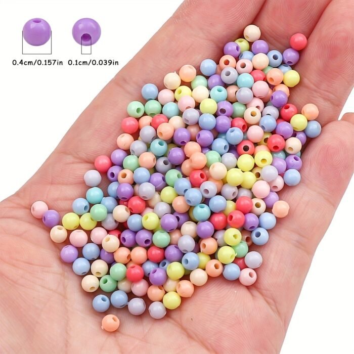 0.4Cm 0.157In Mixed Colors Acrylic Candy Round Beads For Necklace And Bracelet Making, Crafting Supplies, Vibrant Rainbow Colors, Ideal For Diy Jewelry Making - Image 6