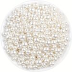 100Pcs Elegant Cream Imitation Pearl Beads, Assorted Sizes 4/5/6/8Mm With Holes - Perfect For Diy Jewelry Making, Necklace, Bracelet & Earring Crafting Supplies