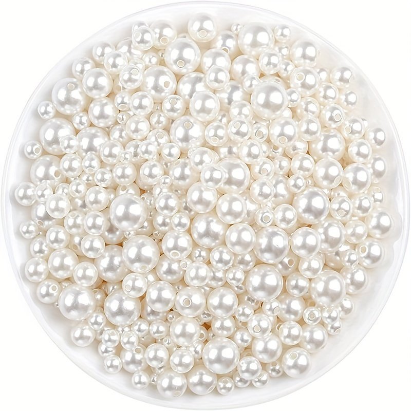 product-Fancyalgo-VirtualModelMatting-80d5c9fc61bcb8fa8cfb89121008bec9.jpg 100Pcs Elegant Cream Imitation Pearl Beads, Assorted Sizes 4/5/6/8Mm With Holes - Perfect For Diy Jewelry Making, Necklace, Bracelet & Earring Crafting Supplies - Image 1