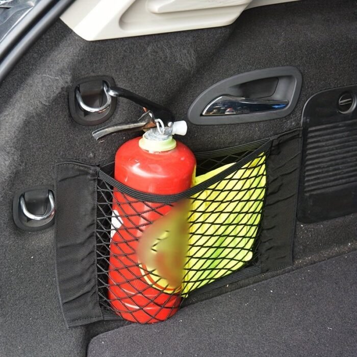 A Universal Storage Bag With Elastic Rope Net For The Back Of Car Seats, Designed To Organize Belongings. - Image 5