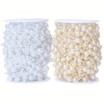 1 Roll, 10 Meters Imitation Pearl Connecting Line Beads Full Of Stars Decorative Floral Ornaments Diy Handmade Hair Accessories Accessories Color Bead Chain Craft