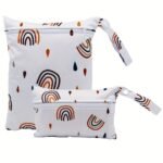 Asenappy 2Pcs Rainbow Print Cloth Wet Bag Christmas