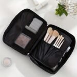 Black Cosmetic Organizer Toiletry Bag Square Handheld Portable Makeup And Washbag Large Capacity Travel Storage Pouch - Image 2