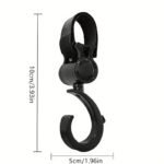 2Pcs 360? Rotating Stroller Hooks - Durable Abs Material, Black, Multi-Purpose Shopping Bag Clips For Diaper, Toy, And Essentials Organization, Gear Organization | Rotating Hook | Durable Abs Resin, Stroller Accessories - Image 2
