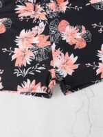 Floral Print Drawstring Waistband Trunks Bottoms, High Strech Black Stylish Swim Briefs, Women'S Swimwear & Clothing - Image 7