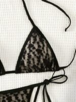 New Black Heart Lace Halter Neck Women'S Sexy Bikini Swimsuit Set - Image 4