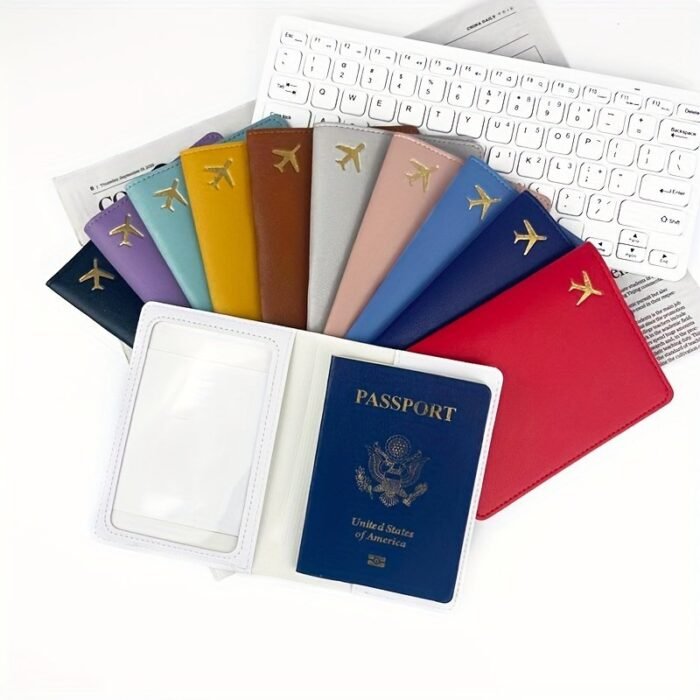 1Pc Thickened Pu Leather Travel Passport Protection Case, Storage Case Document Holder - Image 4