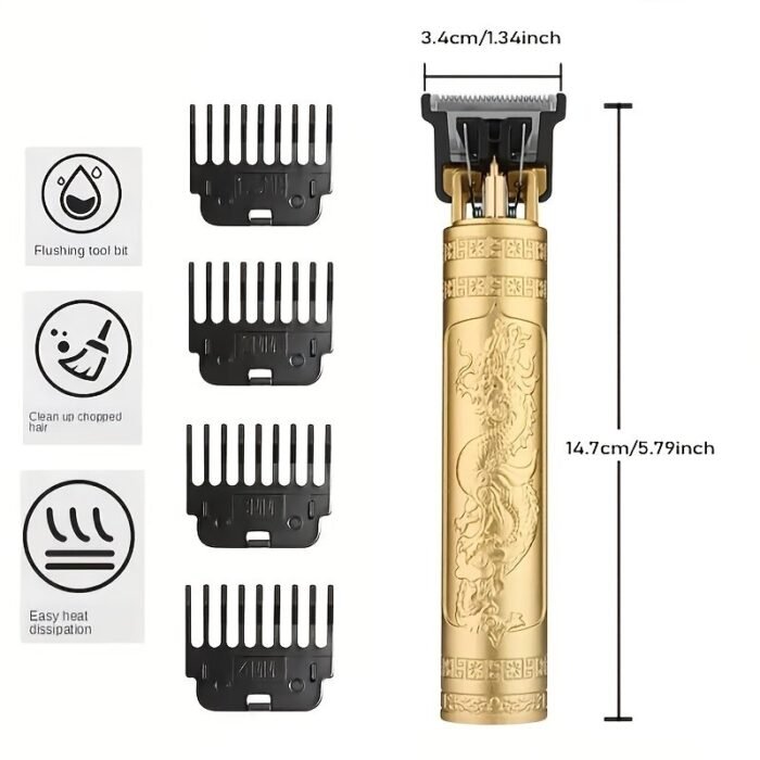 1Pc Professional Electric Hair Clipper With Dragon Design - Rechargeable, 300Mah Battery, Usb Charging, Ideal For Men'S Haircutting And Beard Trimming, Perfect Father'S Day Gift, Barber Shop Tool | Elegant Haircutting Tool | Durable Haircutting Tool, Hair Trimming Tools - Image 6