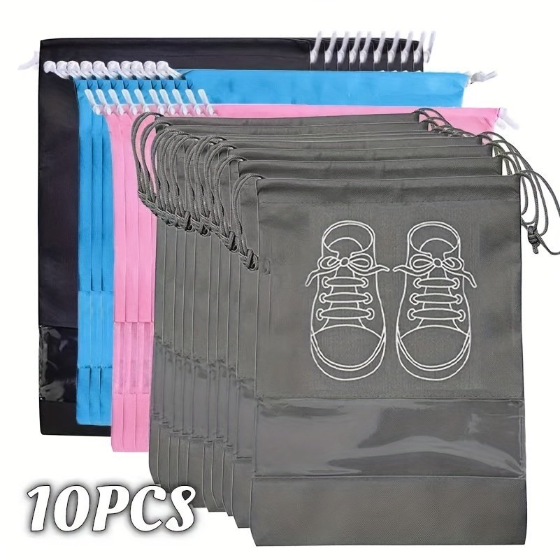 product-Fancyalgo-VirtualModelMatting-95541845083041f7b37e57d10e40f3cb.jpg 10Pcs Shoes Storage Bags, Non-Woven Travel Portable Bag, Drawstring Dustproof Bags - Image 1