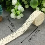 One Roll Of 5 Meters Diy Cotton Lace Rice White Cotton Thread Lace Webbing Clothing Bedding Supplies Accessories Handmade Material Lace - Image 4