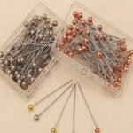 100Pcs Metal Four-Color Positioning Needles, Colorful Plastic Boxed Bead Needles, Flower Packaging Material Large Head Needles, Fixed Sewing Pins For Tailors, Jewelry Diy