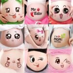 9Pcs Funny & Cute Pregnancy Belly Stickers - Expressive Maternity Decals For Showers, Adorable Bump Stickers With Playful Faces, "My " & "I'M Hungry" Designs, Mixed Colors, Perfect For Expecting Moms