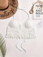 Bohemian Ethno-Style Embroidered Chest Cup Embroidery, Halterneck Small Vest, Suspender Short Backless Openwork Swimsuit Top, Bikini Women'S Swimsuit - Image 2