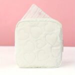 1Pc Quilted Heart Pattern Sanitary Napkin Storage Bag For Women - Cute & Cosmetic Organizer, Pu, Zip Closure - Available In Gray, Yellow, Light Blue, White - Image 7