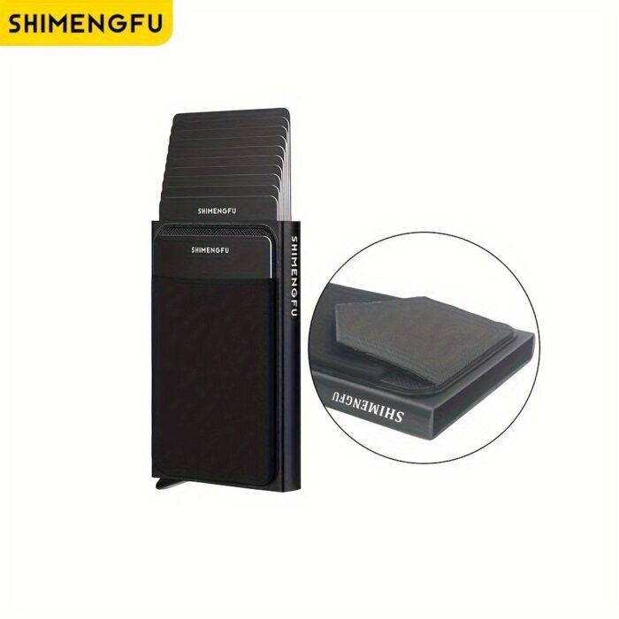 1Pc Men'S Anti-Theft Slim Aluminum Wallet, With Elasticity Back, Pouch Id Credit Card Holder, Mini Rfid Wallet, Automatic Pop Up Card Holder - Image 5