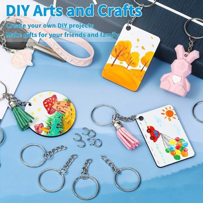 10/20/30/40/60Pcs Split Keyrings With Chains, Silvery Key Chains Rings Parts With Open Jump Ring Bulk 1 Inch/25Mm For Diy Craft Keychains Making Small Business Supplies - Image 4