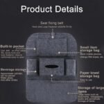 1Pc Felt Car Seat Storage Bag - Perfect For Storing Interior Supplies, Children'S Goods & More - Backrest Mounted! - Image 5
