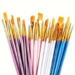 10Pcs Paint Brushes Set Artist Paintbrush Nylon Round Pointed Flat Head For Acrylic Painting Oil Watercolor Canvas Board Professional Acrylic Paint Brushes 1 Set Of 10 For Students Various Pointed Tip Artist - Image 4