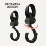 2Pcs 360? Rotating Stroller Hooks - Durable Abs Material, Black, Multi-Purpose Shopping Bag Clips For Diaper, Toy, And Essentials Organization, Gear Organization | Rotating Hook | Durable Abs Resin, Stroller Accessories
