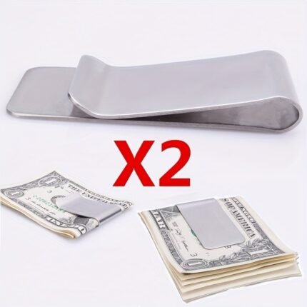 1Pc/2Pcs Money Clip For Cash And Credit Cards Money Holder Clip For Men, Minimalist Money Clips Credit Card Holder Wallet Stainless Steel Money Clip