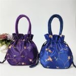 1Pc Elegant Floral Embroidered Clutch For Women - Chic Drawstring Bucket Bag With Polyester Lining, Perfect For Coins & Phone, Available In White & Pink, Cute Purse - Image 12