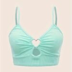 Fashionable Women'S Tankini Top With Heart Pattern And Ribbed Fabric