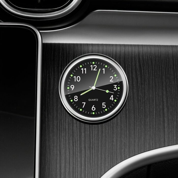 1Pc Glow Decorative Clock Car Clock Mini Quartz Analog Car Dashboard Time Stick-On Clock Watch For Car Decoration Exclusive For High-End Cars - Image 3