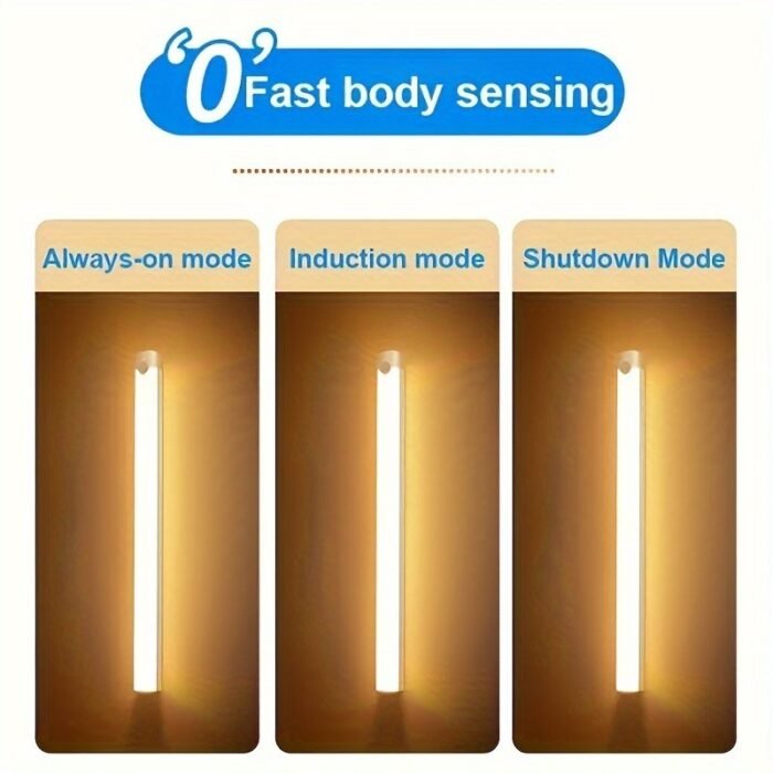1Pc Wireless Led Motion Sensor Light Strip - Rechargeable Magnetic Night Light For Rvs, Kitchens, Wardrobes & Hallways, Usb-Powered, Energy-Efficient, Easy Installation, Low Voltage, 400Mah Battery, Polymer Material, Rechargeable Motion Sensor Light Rv Interior Lighting - Image 14