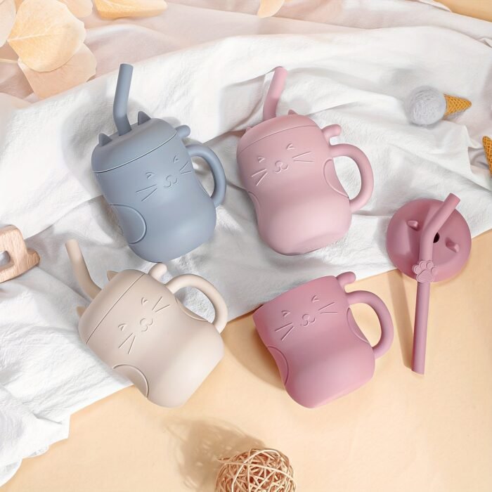 (Cat) Tiny Youngsters Learning Cup, Soft Rubber Training Cup 6Oz, Portable Feeding Cup With Lid & Straw (Leak Proof, Including Cute Stopper), Food Grade Silicone Cup For Beginner, Easy To Grasp, Easy To Clean,Christmas And Thanksgiving Gifts - Image 14