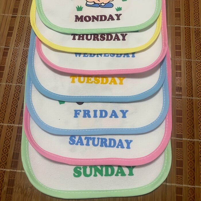 One-Week Non-Repeating, Drawstring High Quality, Washable, Reusable Newborn Burp Cloth - Image 9