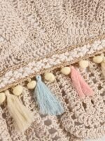 Bohemian Hollow Out Crochet Tassel Pom Pom Top, Halter Tie Neck Backless Padded Top, Women'S Swimwear & Clothing For Carnival & Music Festival - Image 3