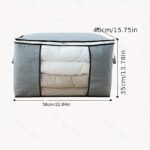 1Pc Large Capacity Clothes Storage Bag Organizer With Reinforced Handle Thick Fabric For Baby Comforters, Blankets, Bedding, Foldable With Sturdy Zipper, Clear Window - Image 2