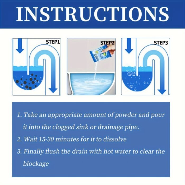 Strong Drain Unclogging Powder - Essential Tool For Motorhomes & Homes - Removes Grease, Hair, Soap Scum & Debris - Quick & Efficient Pipe Cleaning Solution For Toilets, Kitchens & More Rv Sewer Chemicals & Cleaners - Image 5