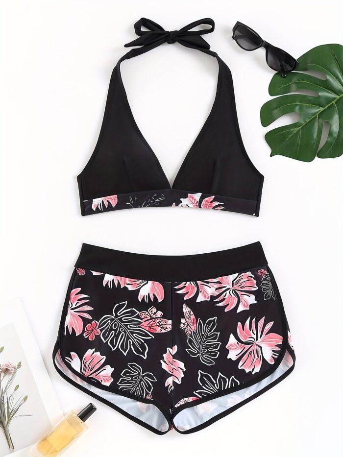 2023 European Sexy Halter Neck Women'S Split Bikini High Waist Swimwear - Image 1