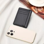 1Pc Black Pu Leather Slim Wallet With Carbon Fiber Design ? Minimalist Credit Card Holder & Coin Purse For Men, Perfect Gift For Birthdays, Holidays, And Everyday Use, Everyday Wallet | Modern Wallet | Textured Finish, Small Wallet - Image 3