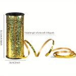 1 Roll, 91.44 Meter Curling Ribbon, Crimped Curling Ribbon Metallic Balloon Ribbon Gift Wrap Ribbon Balloon String Shiny Wrapping Ribbon For Crafts, Christmas, Birthday, Wedding, Party Decoration, Ribbons For Bouquets, Flower Wrapping Paper, Craft Supplies, Fabric, Handmade Wedding Bouquets Material - Image 4
