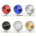 1Pc Glow Decorative Clock Car Clock Mini Quartz Analog Car Dashboard Time Stick-On Clock Watch For Car Decoration Exclusive For High-End Cars