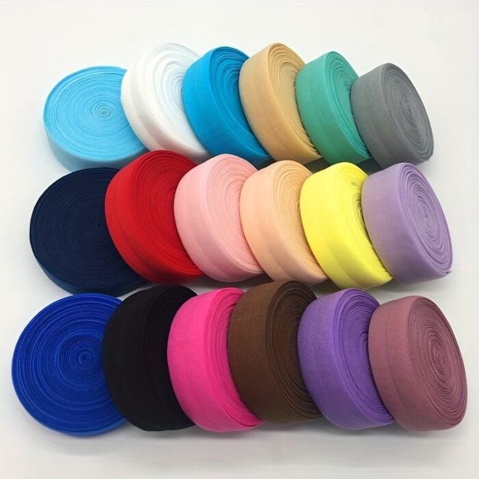 1 Roll, 1.8Meter/Length 1" (25Mm) Elastic Band Multicolor Fold Over Spandex Elastic Ribbon For Sewing Lace Trim Waist Band Garment Accessory - Image 1