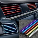 10Pcs 20Cm Car Air Conditioning Outlet Decoration Strip U-Shaped Chrome Pvc Colorful Shiny Car Decoration Strip Car Decoration