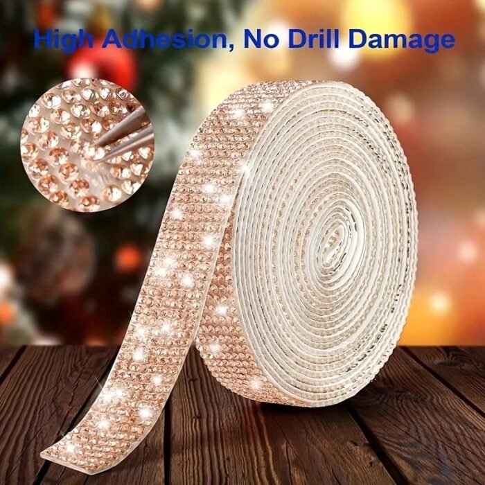 1 Roll Self Adhesive Crystal Rhinestone Strips, Crystal Ribbon Bling Gemstone Sticker With 2Mm Rhinestone Strips For Diy Arts Crafts, Wedding Parties, Car Phone Decoration, Mother'S Day Father'S Day Gift - Image 8