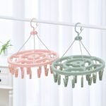 1Pc12 Clip Round Drying Rack Plastic 360 Degree Windproof Hanging Socks Hanger Multifunctional Infant Toddler Clothes Storage Hanger Hook Underwear Rack Kids Clip Drying Rack For Wardrobe Finishing Halloween Christmas Gift - Image 4